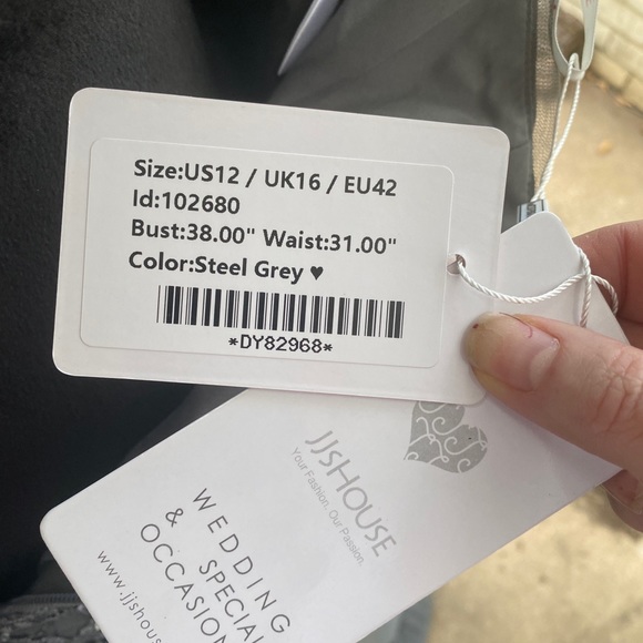 JJ House mother of the bride silver lace and glitter dress New with Tags size 12 - Picture 6 of 7